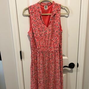 Anne Klein Sleeveless Coral Pink Elastic Waist poly/spandex Maxi Dress Size 10